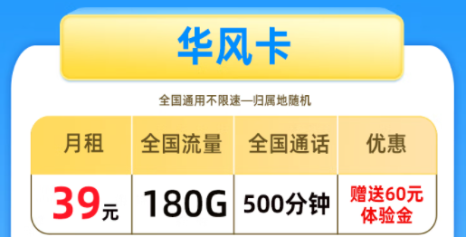 電信華風(fēng)卡月租39元=150G通用+30G定向+500分語音|電信春鈺卡39元=150G全國(guó)流量+500分語音