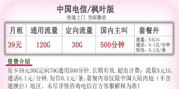 電信楓葉版套餐|超多流量130G、180G全國可用+500分鐘免費通話|短期優惠套餐