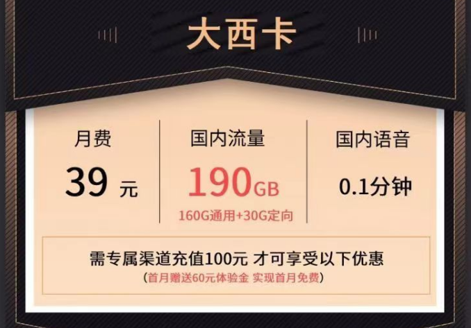 電信大流量套餐有沒有實惠的？電信大西卡39元190G+19元110G流量卡|首月0元用