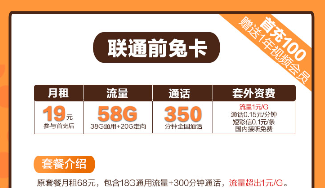 前兔如意卡！29元100G流量卡推薦|聯通前兔卡、聯通如意卡|免費申請包郵！