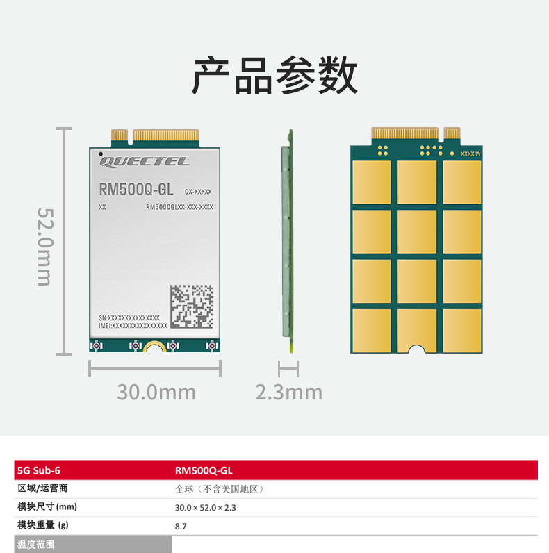 移遠RM500Q-GL無線通信物聯(lián)網(wǎng)5G模塊全網(wǎng)通支持GPS定位M.2接口圖片3